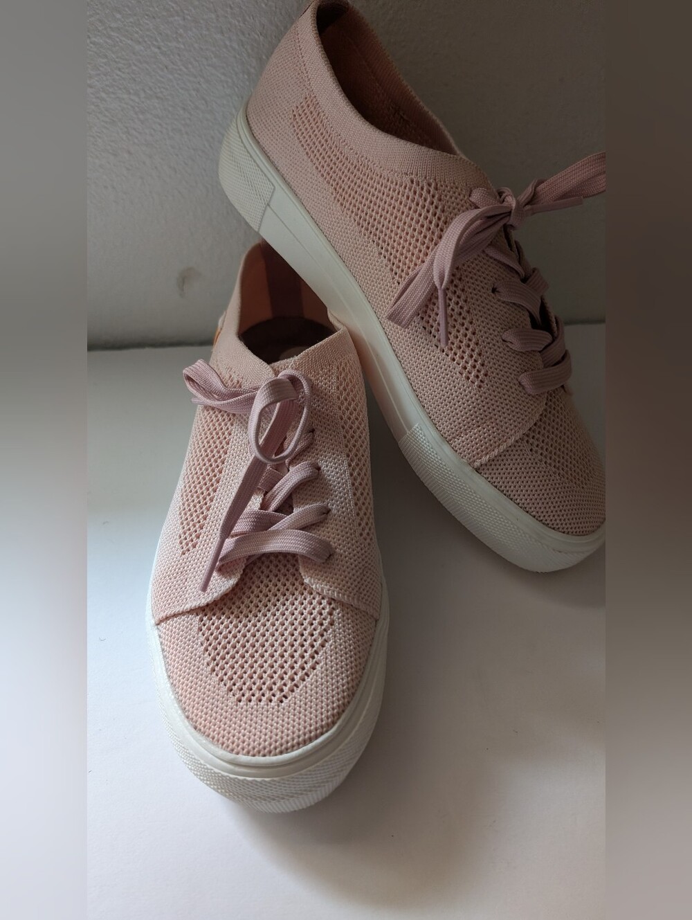 Cool Planet By Steve Madden Women’s Knit Lace-Up Sneakers - Blush Pink